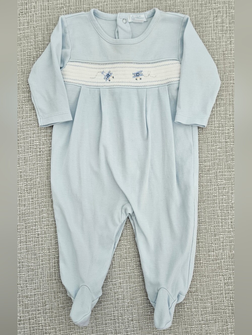 Kissy Kissy Light Blue Smocked Plane Footie Size 6-9 Months